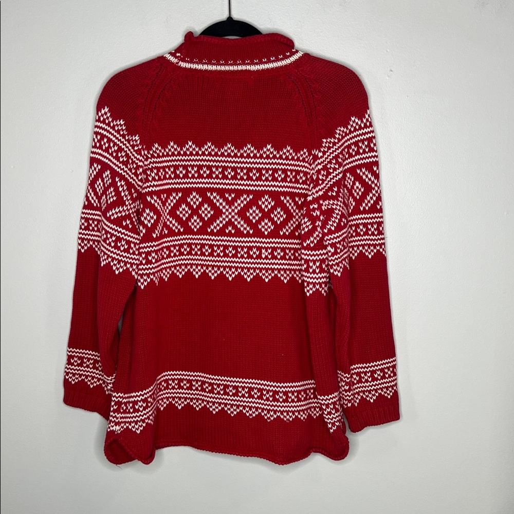 Vintage Eddie Bauer 100% Cotton Nordic Red and White Sweater size Small - Picture 10 of 11